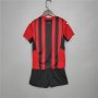 Kids AC Milan 21-22 Home Red Soccer Suit Football Kit (Shirt+Shorts)