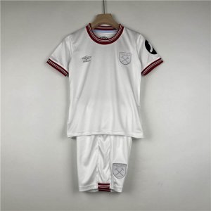 Kids West Ham United 23/24 Away White Football Kits(Shirt+Shorts)