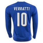 Italy LS Home 2016 VERRATTI #10 Soccer Jersey
