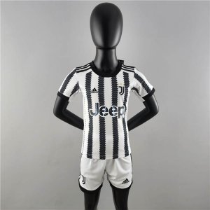 Kids Juventus 22/23 Home White&Black Football Kit Soccer Kit (Jersey+Shorts)