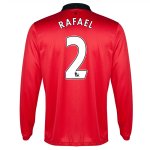 13-14 Manchester United #2 Rafael Home Long Sleeve Jersey Shirt