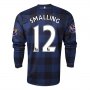13-14 Manchester United #12 SMALLING Away Black Long Sleeve Jersey Shirt