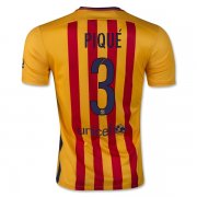 Barcelona Away 2015-16 PIQUÉ 3 Soccer Jersey Yellow