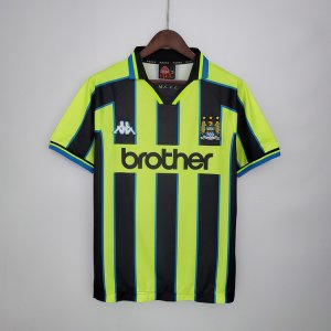 Manchester City 98-99 Away Green Retro Soccer Jersey Football Shirt