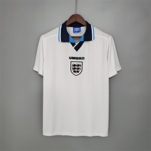 1996 England Home White Retro Soccer Jersey Football Shirt