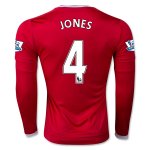 Manchester United LS Home 2015-16 JONES #4 Soccer Jersey