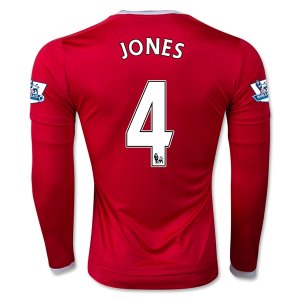 Manchester United LS Home 2015-16 JONES #4 Soccer Jersey