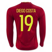 Spain LS Home 2016 DIEGO COSTA #19 Soccer Jersey