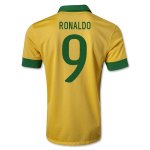 13/14 Brazil #9 Ronaldo Yellow Home Jersey Shirt