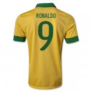 13/14 Brazil #9 Ronaldo Yellow Home Jersey Shirt