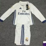 Kids Real Madrid LS Home 2016/17 Soccer Kits(Shirt+Shorts)