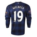 13-14 Manchester United #19 WELBECK Away Black Long Sleeve Jersey Shirt
