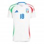 UEFA Euro 2024 Italy Football Shirt Away White Jersey BARELLA #18