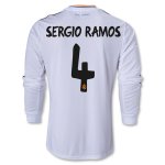 13-14 Real Madrid #4 SERGIO RAMOS Home Long Sleeve Jersey Shirt