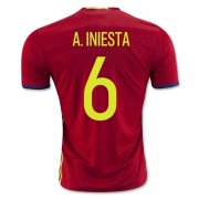 Spain Home 2016 A. INIESTA #6 Soccer Jersey