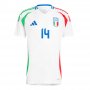 UEFA Euro 2024 Italy Football Shirt Away White Jersey CHIESA #14