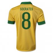 13/14 Brazil #8 Socrates Yellow Home Jersey Shirt Replica