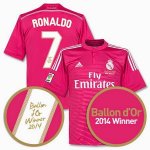 Ronaldo #7 Ballon d'Or 2014 Winner Away Soccer Jersey Pink