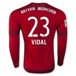 Bayern Munich LS Home 2015-16 VIDAL #23 Soccer Jersey