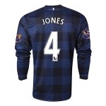 13-14 Manchester United #4 JONES Away Black Long Sleeve Jersey Shirt