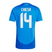 UEFA Euro 2024 Italy Football Shirt Home Blue Jersey CHIESA #14