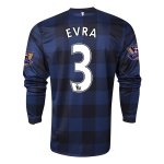 13-14 Manchester United #3 EVRA Away Black Long Sleeve Jersey Shirt