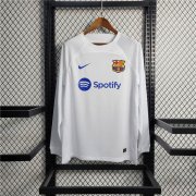 Barcelona FC 23/24 Soccer Jersey Away White Long Sleeve Football Shirt
