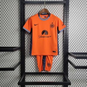 KIDS INTER MILAN 23/24 THIRD ORANGE FOOTBALL KIT(Shirt+Shorts)