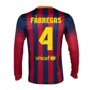 13-14 Barcelona #4 Fabregas Home Long Sleeve Soccer Jersey Shirt