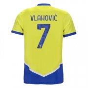 Juventus 21-22 Third Yellow Blue Soccer Jersey #7 VLAHOVIĆ Football Shirt