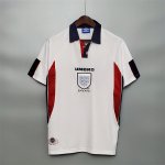 1998 England Home White Retro Soccer Jersey Football Shirt