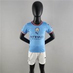 Kids Manchester City 22/23 Home Blue Soccer Football Kit (Shirt+Shorts)