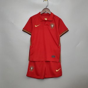 Kids Portugal Euro 2020 Home Red Soccer Kit(Shirt+Shorts)