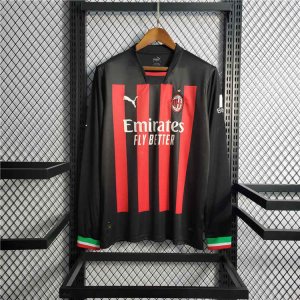 AC Milan 22/23 Home Red Long Sleeve Soccer Jersey Football Shirt