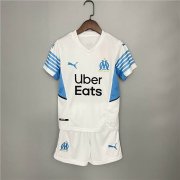 Kids Olympique de Marseille 21-22 Home White Soccer Kit (Shirt+Shorts)