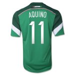 2014 Mexico #11 AQUINO Home Green Soccer Jersey Shirt