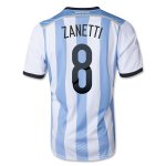 2014 Argentina #8 ZANETTI Home Soccer Jersey Shirt