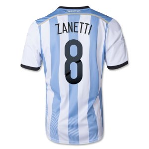 2014 Argentina #8 ZANETTI Home Soccer Jersey Shirt