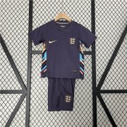 Kids England UEFA Euro 2024 Away Dark Blue Soccer Kit(Shirt+Shorts)