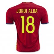 Spain Home 2016 JORDI ALBA #18 Soccer Jersey