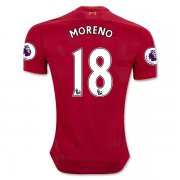 Liverpool Home 2016-17 MORENO 18 Soccer Jersey Shirt