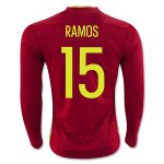 Spain LS Home 2016 RAMOS #15 Soccer Jersey