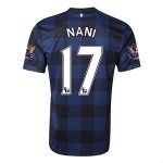 13-14 Manchester United #17 NANI Away Black Jersey Shirt