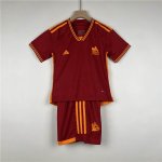 Kids AS Roma 23/24 Home Brown Soccer Football Kit(Shirt+Shorts)