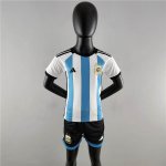 Kids World Cup 2022 Argentina Home Soccer Kit(Shirt+Shorts)