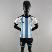 Kids World Cup 2022 Argentina Home Soccer Kit(Shirt+Shorts)