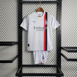 Kids AC Milan 23/24 Away White Soccer Suit Football Kit (Shirt+Shorts)