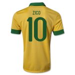 13/14 Brazil #10 Zico Yellow Home Jersey Shirt