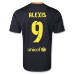 13-14 Barcelona #9 ALEXIS Away Black Soccer Jersey Shirt