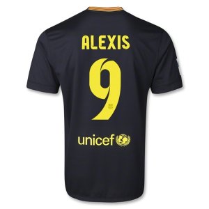 13-14 Barcelona #9 ALEXIS Away Black Soccer Jersey Shirt